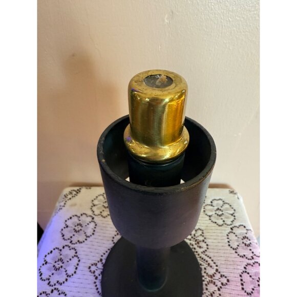 Vintage MCM Iron Spring Loaded Candle Holder Glass Shade - Picture 4 of 13